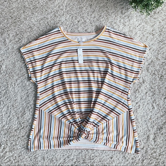 (NWT) Vintage Boho Striped Front-Knot Top - Picture 1 of 4